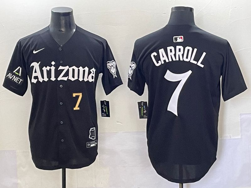 Men 2025 Arizona Diamondback #7 Carroll Black Five generations Joint Name Nike MLB Jersey style 10